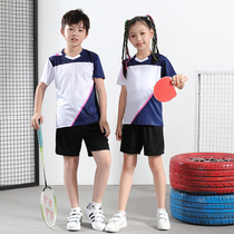 Badminton clothes children summer breathable speed dry custom short sleeves girls shorts tournament training suit for men sports suit