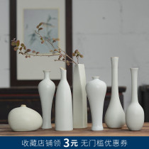 Jingdezhen Zen ceramic small vase vintage flower hand-made new Chinese ornaments with home craft porcelain decoration