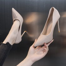 Exterior wearing face-style single shoe woman summer style 2022 new summer sexy 100 hitch heel pointed shallow mouth high heel shoe spring autumn