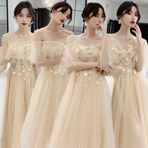 Champagne bridesmaid dress 2021 new winter wear girlfriends sister Group dress dress dress female fairy temperament long thin thin