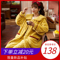 New Pyjamas Woman Autumn Winter Style Coral Fleece Plus Suede Warm Home Clothing Spring Autumn Season Lady Can Outwear Thickened Suit