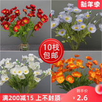 New simulation silk flower Flower Flower flocking poppy wedding simulation fake flower wedding iron props decorative flower