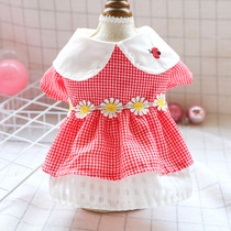 Kitty Clothing Nets Red Pets Cute Teddy Dresses Puppy Clothes Spring Dress Boomey Kitty Red Blooming Flowers Skirts