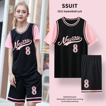 Basketball uniform summer womens suit student sports vest custom competition suit training short sleeve fake two pieces of basketball clothes