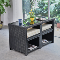 Outdoor rattan chair three-piece courtyard balcony small table and chair combination Outdoor leisure garden rattan furniture Sun room