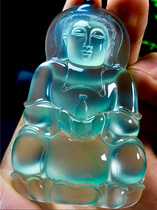 Natural ice jade Buddha jade pendant Qingshui Guanyin jade pendant men and women models old pit a cargo pendant with certificate