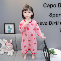 Girls nightdress pure cotton spring and autumn cute princess style childrens girl baby long-sleeved childrens autumn home clothes