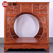 Burmese pear classical carved bed sheets moon cave door Ming and Qing classical frame bed Chinese solid wood double bed Z