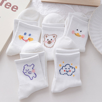 White socks womens stockings spring and autumn cute cartoon cotton bottom summer sports sweat and deodorant ins tide