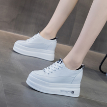 Inside heightening small white shoes woman 2021 spring paragraph 100 lap 8cm casual thick base plate shoes pine pastry shoes little sub-dermis