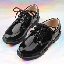 Male shoes spring and autumn student performance black and white leather shoes middle child soft bottom chorus single shoes dress childrens leather shoes