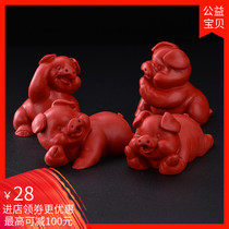 New product Yangzhou lacquerware piggy car ornaments out of red carving lacquer craft cinnabar cute interior accessories gift