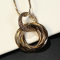 Brand multi-layer double circle winding fashion long necklace women high-end sweater chain dress accessories