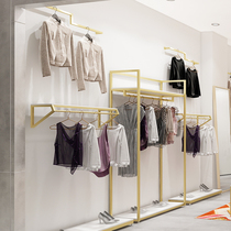 Golden clothing rack womens clothing store shelf display rack wall-mounted clothing store display rack floor standing