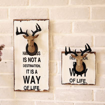 Fan makeup European home decorations living room wall ornaments French country retro deer head log wall hanging