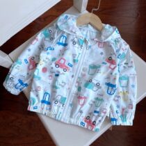 Full-printed childrens sunscreen coat summer thin hooded coat-3 22