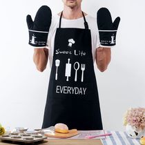 Thickened cotton microwave oven gloves High temperature and anti-scalding gloves Kitchen oven baking gloves Apron suit