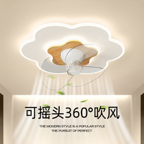 Flower-shaped girl bedroom fan light modern minimalist dining room light cream ceiling light with fan mute Nordic ceiling light