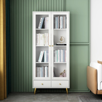 Meng Jianghong simple modern bookcase white bookshelf shelf Nordic door locker with glass door