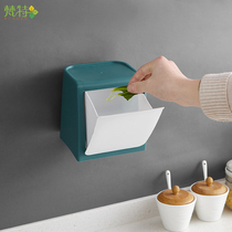 Kitchen wall-mounted non-hole automatic rebound small trash can bathroom bathroom desktop storage box