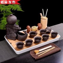 Purple sand semi-automatic stone grinding kung fu tea set lazy tea cup anti-scalding whole tea tray when k to run