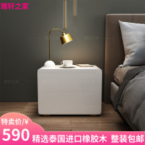 Light luxury simple pure solid wood bedside table simple modern storage cabinet White paint bucket cabinet small bedside cabinet