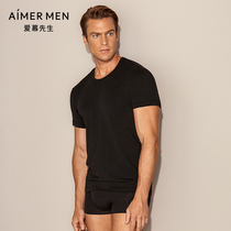 Mr. Aimu men Mr. Aimu natural cotton round neck short sleeve top 12U81