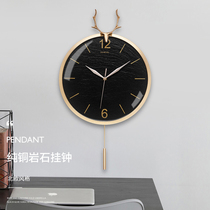 Nordic watch wall clock Living room household fashion light luxury watch Net red clock wall hanging modern simple creative quartz clock