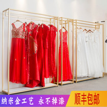 Wrought iron wedding dress shelf high-grade display rack Wedding shop special dress shelf Floor-to-ceiling wedding dress hanger Nano gold