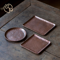 Drink to antique copper pot Chengpure handmade teapot holder household kung fu tea set accessories pure copper dry brewing plate teacup holder