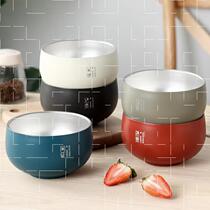 Rice bowl Japanese style personality 316 stainless steel bowl Literary double-layer anti-fall insulation bowl adult household tableware bowl single