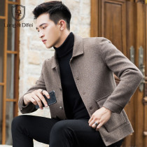 Autumn and winter new double-sided jacket mens wool coat mens Korean slim short cashmere-free jacket tide