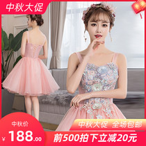 Dinner Dress 2019 new students graduate puffy dress banquet short shoulder bridesmaid dress host dress female