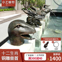 The twelve zodiac animal head bronze sculpture fountain Yuanmingyuan cast copper landscape sculpture water spray personality pool decoration ornaments