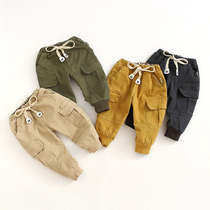 Boys autumn and winter Korean version of foreign-made Joker overalls mens baby bunches leggings slacks trousers baby cashmere pants