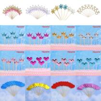 10pcs Lovely Glitter Cupcake Toppers Handmade Heart Star Top