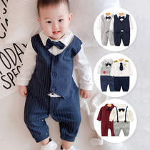 Baby jumpsuit clothing spring and autumn newborn romper cross-border boy rompers gentleman cotton baby jumpsuit wholesale