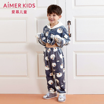 Adoring children Men and women boys and girls 1 year old Home clothes Thick long sleeves cardigan tops pajamas trousers pajamas