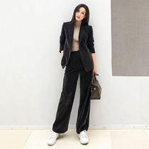 Japanese gold velvet suit suit female Korean version of the British style 2020 autumn new casual suit jacket two-piece set