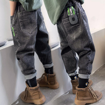 2022 Autumn New Boys Jeans Middle-aged and Big Boys Autumn Childrens Long Pants Autumn Dress Western Style Korean Trend