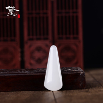 Dai Mo (jewelry)Hetian jade white jade peace brand sheep fat white jade with the type of no matter brand pendant women inlaid with gold