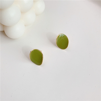 SUSUHOUSE Morandi color stud earrings Korean net red small ear clip No ear holes simple avocado color retro