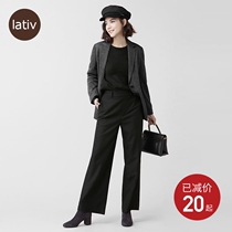 lativ Chengyi high waist wide leg straight pants loose female OL wide leg pants big leg pants autumn and winter casual womens