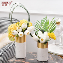 Minimalist light lavish marble vase flower art emulated flower arrangement TV cabinet Living room Xuanguan Home Decorative Items Swing pieces
