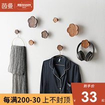 Solid wood hook in door door door door door open porous viscose creative adhesive multi-function hanger hook household cloak hook