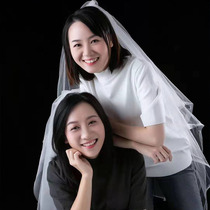 Champagne head yarn headdress Super fairy son Net red photo props retro wedding veil female Bride wedding short