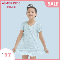 Adoring childrens fantasy unicorn girls girls summer short-sleeved home wear mid-length night dress AK1440932