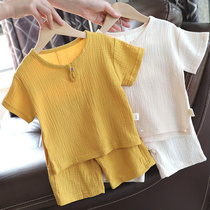 2022 summer loaded baby cotton linen short sleeve suit children short sleeve T-shirt shorts male and female childrens home clothes 2 pieces 1630