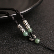 925 silver six-character truth pendant lanyard Hand-made necklace rope Hanging jade pendant Emerald Buddha Guanyin pendant with rope