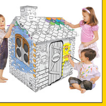 Childrens paper house game house oversized graffiti handmade diy paper house number corrugated cardboard carton house can be